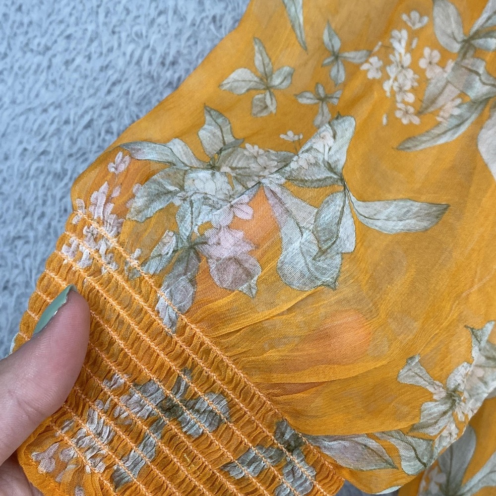 Anthropologie Dress Womens Small Floral Hi-Low‎ Maxi Boho Ruffle Lined Yellow - Picture 6 of 16
